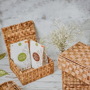 TienPhong, venta al por mayor, 2025, cesta rectangular de jacinto de agua Natural tejida a mano con tapa para libros, revistas, almacenamiento de periódicos - Product Image 3