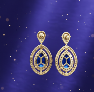 Handmade Blue Hydro Multi Shape Earrings 925 Sterling <b>Silver</b> 18K Gold Plated Women Fine Jewelry Wedding Party Wear - Product Image 3