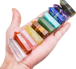 Meilleure qualité Offre Spéciale naturel 10 pièces Chakra cristal naturel baguette cadeau boîte cristaux Point Chakra pierre Kit pour bureau bureau - Product Image 1