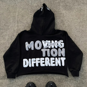 เสื้อฮู้ดตัวสั้นของผู้ชายผ้าฝ้าย100% ผ้าเทอร์รี่ฝรั่งเศสพร้อม3D สำหรับพิมพ์พัฟและโลโก้ตามสั่งเย็บปักพลอยเทียมเย็บริม - Product Image 1
