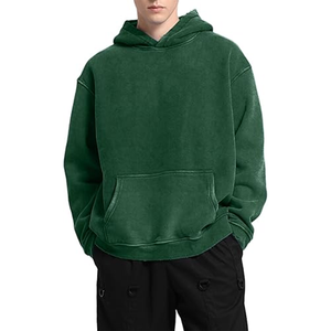 Sudadera con capucha extragrande con lavado ácido verde y logotipo personalizado, ropa de calle de algodón pesado, camisa urbana de manga larga a la moda para invierno, ropa con capucha - Product Image 2