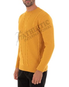 Venta al por mayor mejor venta superior hombres lana 100% algodón logotipo personalizado diseño en blanco cuello redondo suéteres de punto hombres ropa deportiva transpirable - Product Image 3