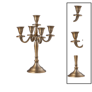 Candelabro de latón de cinco manijas de alta resistencia, candelabro de mesa de Metal, forma rectangular hecha a mano, hermoso diseño elegante - Product Image 4
