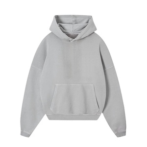 Sudadera con capucha para hombre al por mayor de la mejor calidad Sudadera con estampado personalizado de peso pesado String less Sudadera con capucha negra para hombre Boxy Fit Plain - Product Image 4