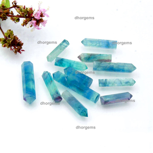 Pointes de cristal de fluorite bleue, tour de quartz naturel à double terminaison |   Pierres précieuses polies, pierres de guérison, cristaux de Reiki en vrac - Product Image 2