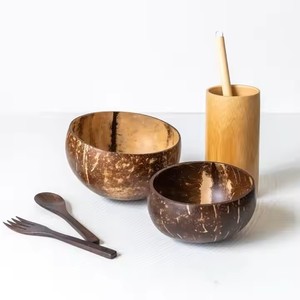 Ensemble le plus vendu d'ustensiles de bol en noix de coco et cuillère et fourchette en noix de coco fabriqués au Vietnam - Product Image 3