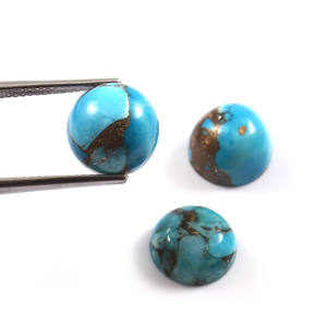 4X4MM AAA Natural azul cobre turquesa redondo parte posterior plana cabujón hecho a mano calibrado piedras preciosas sueltas fabricación de joyas lote al por mayor - Product Image 2
