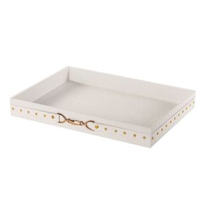 Bandeja de servicio de cuero moderna para estante multiusos con marco fuerte para organizar artículos de tocador o centros de mesa - Product Image 6