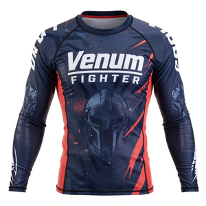 Último Diseño de Camiseta de Manga Larga con Cuello Redondo, Ecológica, de Secado Rápido, Transpirable, de Spandex y Poliéster, para Fitness, Venum Fighter Rash Guard - Product Image 1