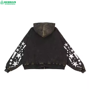 Nouveauté 2024 : Sweat à capuche zippé personnalisé délavé à l'acide, 100% coton molletonné/éponge française, séchage rapide, respirant, pour l'hiver - Product Image 6