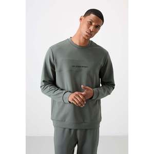 Ensemble de survêtement décontracté pour homme en coton kaki, épais, doux, texturé, coupe confortable, style imprimé - 85253 - Product Image 3