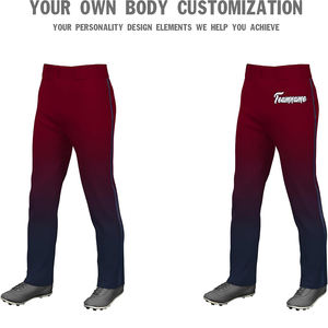 Pantalones de béisbol personalizados para jóvenes Ropa deportiva combinada roja y negra Pantalones de béisbol de equipo adulto de longitud completa - Product Image 4