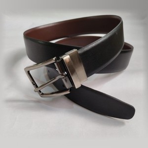 Two Double Sided Formal Reversible Alloy Buckle <b>Pin</b> Belts Genuine Leather Black Brown Custom Size Apparel Accessory Formal Meets - Product Image 2