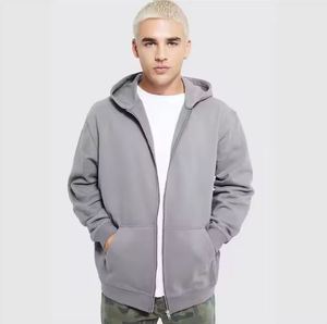 Sudadera con capucha y cremallera completa en relieve personalizada para hombre, ropa de calle de talla grande térmica de lana pesada con estilo para el invierno - Product Image 6