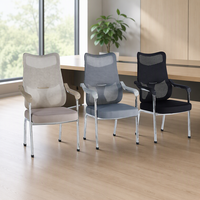 Chaise d'invité empilable en chrome à 4 pieds, dossier haut en maille, support lombaire, pour réception, visiteurs, conférences, banquets