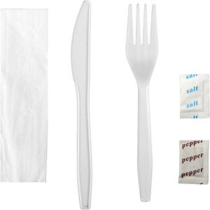KITS de repas Conception unique pour le paquet de couverts en plastique enveloppé de film avec la serviette et le paquet de sel/poivre - Product Image 3