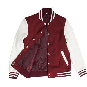 Chaqueta Bomber Varsity Informal con Bordado de Parche de Cuero Personalizado de Lana y Cuello Vuelto para Hombre - Product Image 5