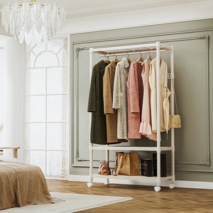 MZG Multi-Functional Movable Living Room Modern Three-Layer <b>Storage</b> Coat <b>Rack</b> Simple Floor Hanger Metal Clothes Display Stand - Product Image 2