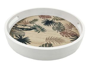 Luxury Trending White Round Wood Serving <b>Tray</b> Gold Mandala Pattern Coffee Table Platter Handles Kitchen Decor Wholesale Gift Set - Product Image 2