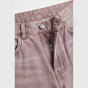 Jeans en denim pour hommes de qualité supérieure 2025, coupe décontractée, taille moyenne, pantalon droit, délavé moyen, lavable, bouton, vente en gros - Product Image 4