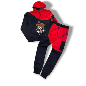 เสื้อสวมหัวมีฮู้ดคอตตอนฟลีซแบบสวมหัวมีสีบล็อกการ์ตูนตัวละครลำลองฝึกกีฬาเป็นมิตรต่อสิ่งแวดล้อมมาใหม่ - Product Image 1