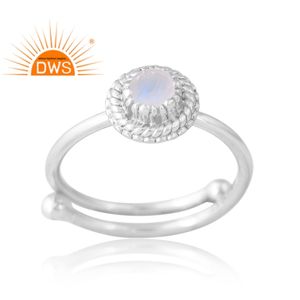 Design étonnant Bague en argent 925 pierre de lune arc-en-ciel naturelle Bijoux personnalisés pour femmes Cadeau pour elle - Product Image 1
