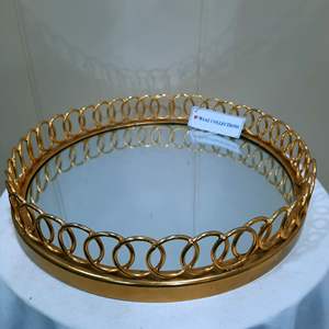 Modern Exquisite Gold <b>Mirror</b> <b>Tray</b> Cosmetic Wedding Gifts Decorative Serving <b>Tray</b> Made High-quality Metal Customizable for - Product Image 2