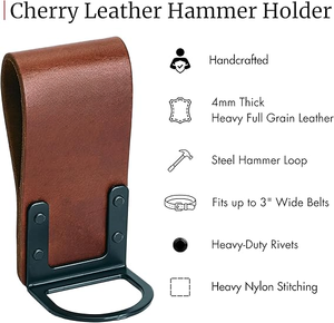Nouveau porte-marteau en cuir réglable personnalisé pour ceintures d'outils Clip durable pour électriciens, porte-marteaux d'entrepreneurs - Product Image 2
