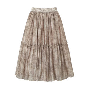 Elegant Ladies' <b>Silk</b> Chiffon Dusk Print <b>Skirt</b> ODM Casual Apparel From Vietnam Fall XS Size - Product Image 2