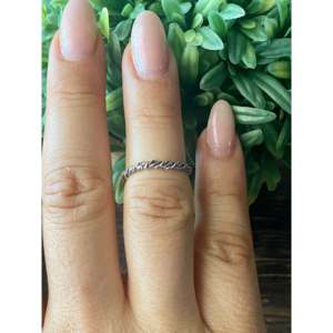 Handmade Sterling <b>Silver</b> Rope <b>Ring</b> <b>Boho</b> Style Navajo Made Size 5.5 Natural Stone Inlay for Everyday Wear or Gift - Product Image 2