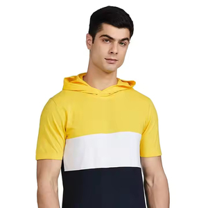 2025 ropa de calle para hombre Camiseta Casual de manga corta con capucha Top 100% algodón oferta de verano diseño delgado de moda - Product Image 1
