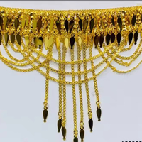 Magnifique ensemble de bijoux arabes élégants et mignons, en laiton plaqué or antique, avec colliers ras-du-cou à maillons en forme de fleur