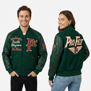 Winter Outerwear Varsity <b>Jacket</b> Wool Body Leather Sleeves Embroidered Letterman Button Front Collage <b>Baseball</b> <b>jacket</b> for <b>men</b> - Product Image 5