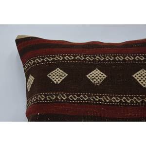 Cojín de lana tejida con almohada Kilim de lujo de 28x28 pulgadas bohemio marrón con patrón Vintage y esponjoso portátil para ropa de cama y uso en el suelo - Product Image 2