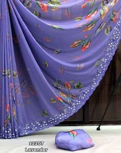 ชุดเดรสผ้าชีฟองส่าหรีลายดอกไม้พิมพ์ดิจิตอลชุดเดรสที่สวยงามล่าสุดจากอินเดีย - Product Image 3