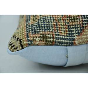 Almohada de lana de retales Kantha Beige de lujo, cojín decorativo de 8x16 pulgadas, estampado bordado esponjoso Vintage para suelo de sofá - Product Image 4