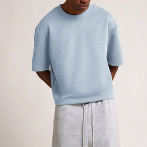 T-shirt court surdimensionné léger de qualité supérieure, coupe régulière, 180 grammes, 100 % coton tricoté, pour homme, avec logo personnalisé, vente en gros, prix d'usine - Product Image 6