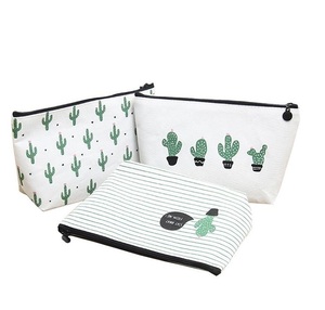 Custom Sized <b>Large</b> Cotton Travel Cosmetic <b>Bag</b> Cactus Print for Toiletry Pouch for Cosmetics <b>Makeup</b> Zipper Closure Blank <b>Bag</b> - Product Image 1