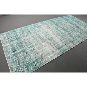 Alfombra Turca Grande de 4.6x9.6 pies, Alfombra Marroquí Vintage Azul y Blanca de Lana - Product Image 3