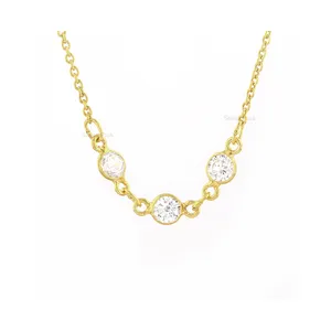 New Collection High Selling Three Gold Hoop Bezel Real Diamond Pendant Available At Low Price