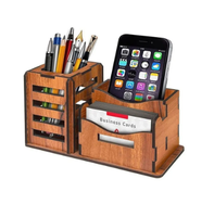 Organizador de escritorio de oficina de madera pulida a mano, diseño personalizado, suministros de papelería multifuncionales, organizador de escritorio