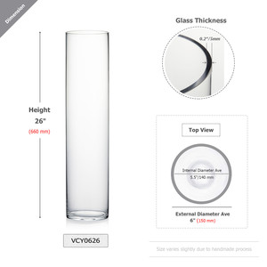 VCY0626 - Cylinder Glass <b>Vase</b> - 6 x 26 - Product Image 1