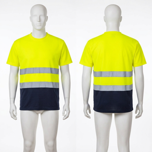T-shirt de travail de sécurité en polyester premium 180 GSM, jaune fluo, avec panneau réfléchissant, impression personnalisée du logo - Product Image 2