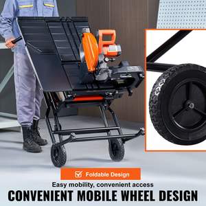 Sierra Eléctrica para Azulejos Húmedos con Base, Cuchilla de Acero 65Mn de 10 Pulgadas, Motor de 4500 RPM, Depósito de Agua, Ruedas Giratorias y Ángulo de Corte de 0-45 Grados - Product Image 4