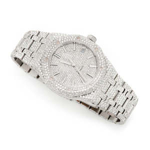 Premium Stainless Steel Flooded Luxury Iced Out Moissanite Quartz Movement Fashion Hip Hop <b>Watch</b> - Product Image 4