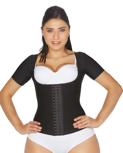 Grande taille Abdominal Fitness Corset fermeture éclair manches courtes taille soutien poitrine Shapewear femmes sport survêtement - Product Image 2