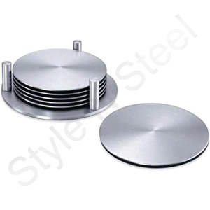 Ensemble de sous-verres en acier inoxydable Ensemble de sous-verres personnalisés en acier inoxydable Ensemble de sous-verres ronds 6 pièces 10 cm indien simple - Product Image 1