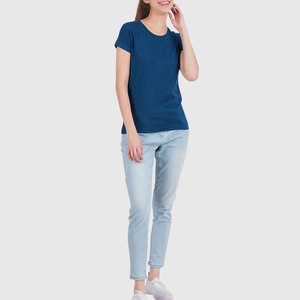 T-shirts élégants pour femmes coupe régulière décontracté été 100% coton T-shirts respirants - Product Image 6