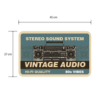 Panneau décoratif mural vintage en aluminium style Art Déco, système audio stéréo rétro Boombox, ambiance années 80, découpé et gaufré, pour mariage et anniversaire