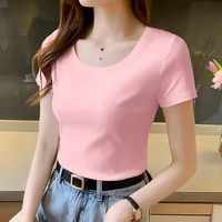 Logo personnalisé haute qualité 100% coton Slim Fit T-shirt vêtements femmes T-shirt uni pour femmes Crop Tops T-shirts pour femmes MS-TS-216
